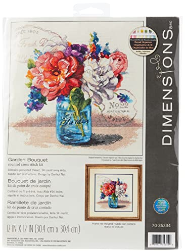 Dimensions D70-35334 Kreuzstich-Set nach Zählmuster Counted Cross Stitch: Garden Bouquet, Stoff, 30.5 x 30.5cm