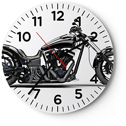 Modern Wanduhr Freiheit Motorrad Geschwindigkeit Stahl 40x40cm Rund Groß Wand Uhr Glas Analog Zimmeruhren Küche Büro Wohnzimmer Glasuhr Wall Clock Dekoration Design Küchenuhr C4AR40x40-2512