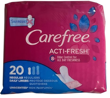 Carefree Acti-Fresh Body Shape Pantiliners Regular Unscented - 20 Liners, Pack of 4