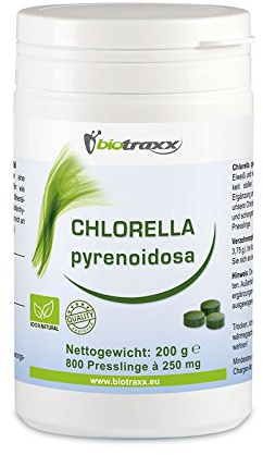 Biotraxx Chlorella pyrenoidosa 500g - 2000 flikar - 100% naturlig högsta renhet och kvalitet - Tillverkad i Tyskland (200g)