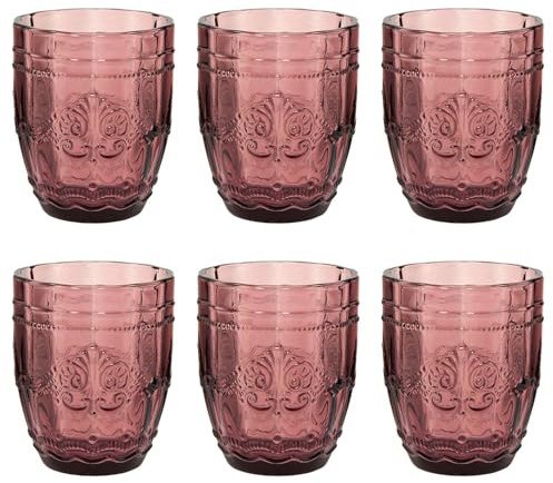 BUTLERS VICTORIAN Trinkgläser, 6er-Set mit Prägung, 250 ml, Bunt | Wassergläser Set, mundgeblasen, mit Relief-Prägung, spülmaschinenfest, für Tisch, Garten & Party