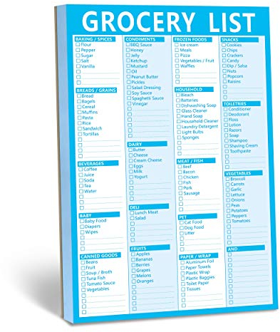 90 Pages Grocery Shopping Weekly Planner List Note Pad with Magnet Mountings (6 x 9)