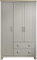 GFW Lancaster Wardrobe with 3 Door and 2 Drawer, Grey