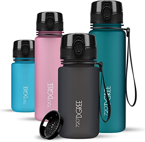 720°DGREE Trinkflasche Kinder 350ml “uberBottle“ softTouch +Sieb - Auslaufsicher, BPA-Frei - Flasche für Kindergarten, Schule, Mädchen & Jungs ab 3 Jahre - Kleine Wasserflasche Leicht, Stoßfest