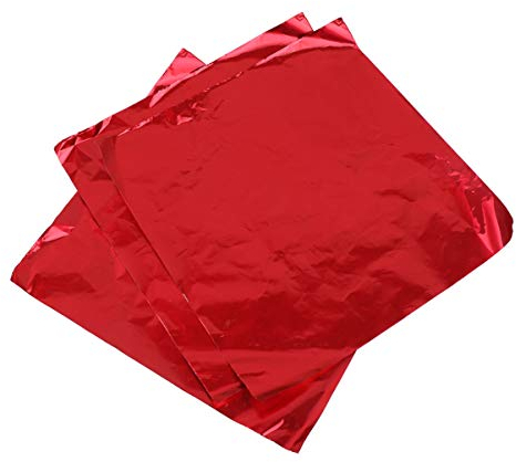 Toyvian 100pcs Gold Leaf Sheets Aluminium Foil Papers Gold Foil Papers Chocolate Wrapping for Home Shop Red
