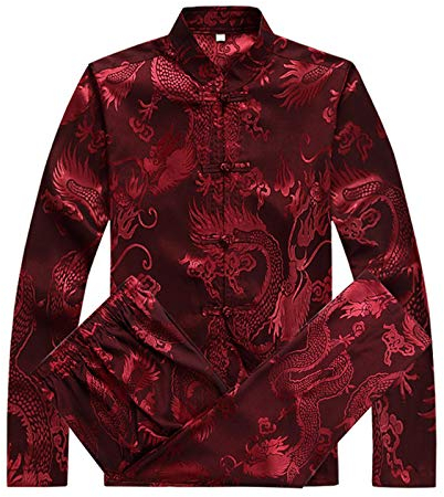 huateng Chinois Vêtements Costume Tang - Traditionnel China Arts Martiaux Kung Fu Tai Chi Manche Longue/Manche Courte Costume Suits pour Hommes