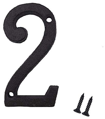 Suithink 3 Inch Black Metal Arabic Numbers Cast Iron House Sign DIY Address Numbers with Fixing Screws (2)
