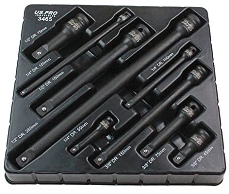US PRO INDUSTRIAL 9pc Impact Extension Bar Set 1/4, 3/8, 1/2 Drive 3465