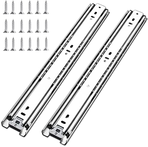 VIVEGO 1 Paar robuste Schubladenschienen (mit Edelstahlschrauben), seitliche Montage, Unterbau, Vollauszug, 3-fach gefaltet, Kugellager, Edelstahl, Möbelbeschläge, 101.6 cm, 45.4 kg Kapazität