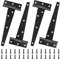 Changrongsheng 4 Pack 6 inch/150mm Heavy Duty T-Hinges Black Tee Strap Hinge Metal Door Shed Hinges Gate Hinge Tee Hinge with Screw for Wooden Door, Shed Doors, Barn, Garden Gate, Windows, Fence