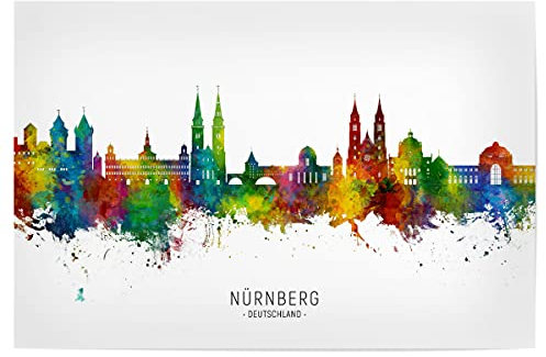 artboxONE Poster 45x30 cm Städte Nürnberg Germany Skyline txt - Bild nürnberg Cityscape Deutschland