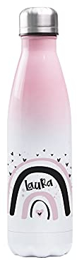 GRAZDesign Trinkflasche Kinder Mädchen personalisiert bruchsicher & auslaufsicher, Thermosflasche Schulanfang und Kindergarten, Sport, Edelstahl 500ml, Regenbogen