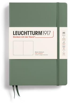 LEUCHTTURM1917 365488 Notizbuch Medium (A5), Hardcover, 251 nummerierte Seiten, Olive, blanko