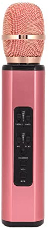 Sorandy K6 Micrófono de Karaoke Inalámbrico Bluetooth, Máquina de Altavoz de Micrófono de Karaoke Portátil de Mano, Batería de 2000 MAh, Micrófono Bluetooth para Fiesta de Cumpleaños en Casa(Rosado)