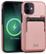 TORU MX PRO for iPhone 12 Mini Slim Hard Wallet Case | Dual Layer Protective Shockproof Cover with Built-in Magnets for MagSafe Compatible | Detachable Sliding Card Holder for 3 Cards - Rose Gold