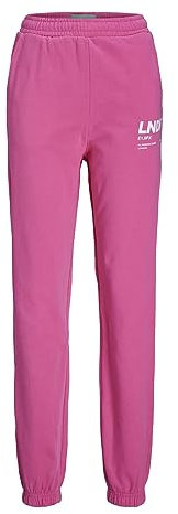 JJXX Jxbianca HW Relaxed Vint Pantaloni della Tuta SN Joggers, Carmine Rose/Stampa: Bright White Lndn Print, XS Donna