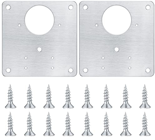 2 Pcs Stainless Steel Cabinet Hinge Repair Plates with 16 Screws. Flat Fixing Brackets to Mend Kitchen Cupboard Doors. (2)