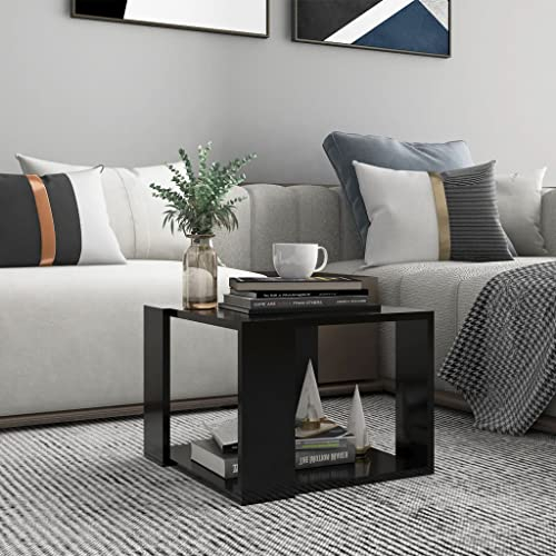 WIFESE Couchtisch 40x40x30 cm Beistelltisch Holz Modernes Design Wohnzimmertisch Kleiner Tisch Wohnzimmer Quadratisch Coffee Table Robust Haltbarkeit Schwarz Holzwerkstoff Metall