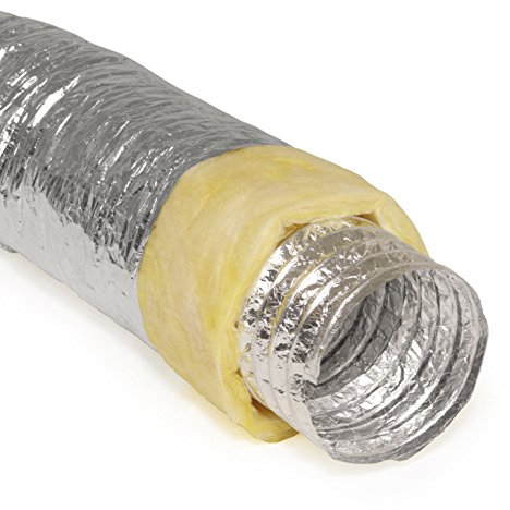 14 Inch Flexible Aluminum Ducting Hose Insulated R-4.2 Air Duct Pipe for for Heavy Duty HVAC & Exhaust Ductwork Insulation - 25' Feet Long - in Accordance with UL 181
