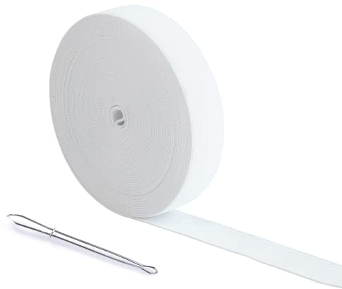 AHPYEUHK Gummiband Nähen 12M Gummiband Breit 25mm Weiß Hosengummi Breites Gummiband Elastisches Band Elastic Band für DIY Handwerk Nähzubehör