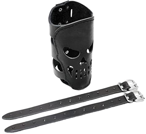 MISOYER Portaborraccia per Bici,Portabevande da Motociclista in Pelle PU - Portaborraccia Universale Skull Design con 2 Cinturini per Moto, Scooter, Barca, Kayak, Bici, deambulatore