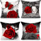 Kissenbezug 40x40 4er Set Rote Rose Kissenhülle Dekokissen Kissenbezüge Couchkissen Deko Sofakissen Wohnzimmer Zierkissen für Stuhl Bett Garten Schlafzimmer