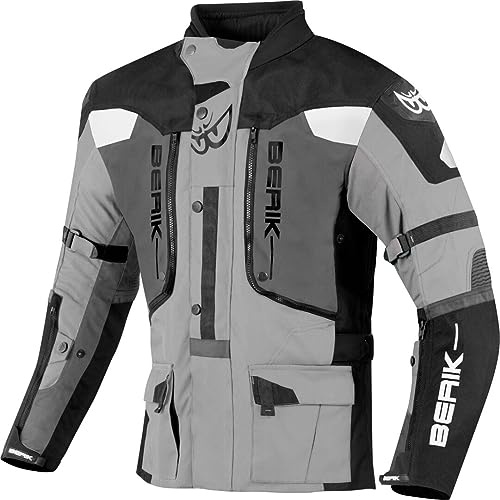 Berik Dakota Wasserdichte 3in1 Motorrad Textiljacke, Schwarz/Anthrazit/Grau, Größe 52 | Wasserdicht