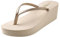 New Front Chanclas de Cuña Altas para Mujer - Elegantes Negras de Playa - Moda Tacón Inclinado Caucho Confort - Verano Arena Vacaciones Piscinas - Beige 36