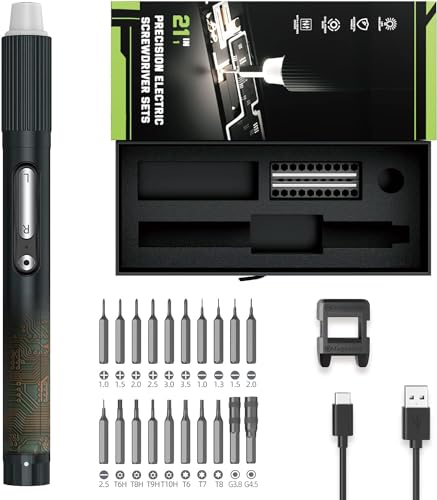 JAKEMY Mini Elektrischer Schraubendreher Set Einstellbares 3 Drehmoment Akku Feinmechaniker Elektro Schraubendreher mit LED-Lichter USB Typ-C Aufladung für PC,Laptop, Brillen, Uhren, Kamera