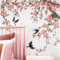 Runtoo Wandtattoo Baum Ast Wandsticker Vögel Hängende Blumen Rosa Wandaufkleber Schlafzimmer Wohnzimmer Babyzimmer Flur Wanddeko