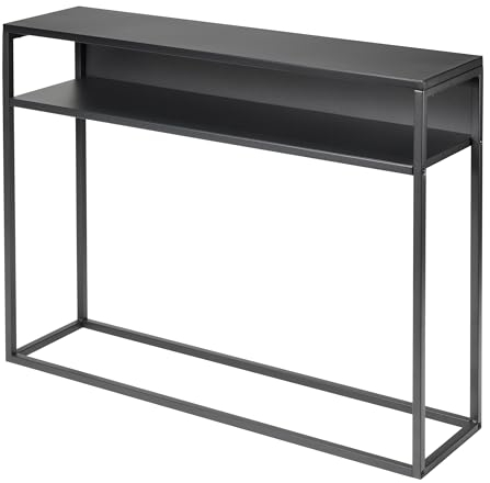 Konsolentisch aus Metall mit Ablage, modern & zeitlos, industrial Möbel, schwarz, ca. 100 cm breit, als Sideboard, Raumteiler, Flurnöbel, Regal nutzbar (ca. 100 x 79 x 25 cm - mit Rückwand)