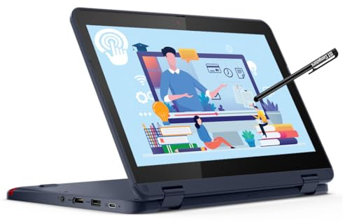 Lenovo Ordinateur portable 2 en 1 100 W (11,6, Intel Pentium N6000, 8 Go de RAM, 512 Go SSD) robuste et résistant à l'eau pour étudiant et école, webcam, Wi-Fi, stylo IST, Win 11 Home, bleu