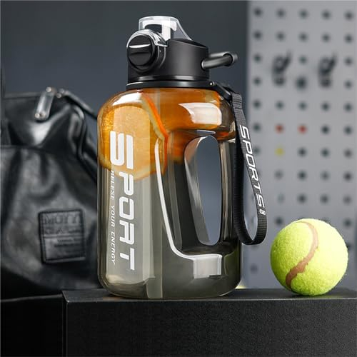 YUYAO Grande cruche de sport anti-fuite,Pichet à eau réutilisable anti-fuite,Flacon de récipient à boire à large bouche,pour salle de fitness, cruche d'eau extérieure,Noir,2500ml
