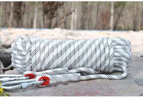 Outdoor-Kletterseil, 10 mm Durchmesser, 9,8 m, 25 m, 50 m, 100 m, 150 m, 199,9 m, statisches Kletterseil, Nylonseil, Eiskletterausrüstung, Feuerrettung, Fallschirmseil mit 2 Stahlhaken