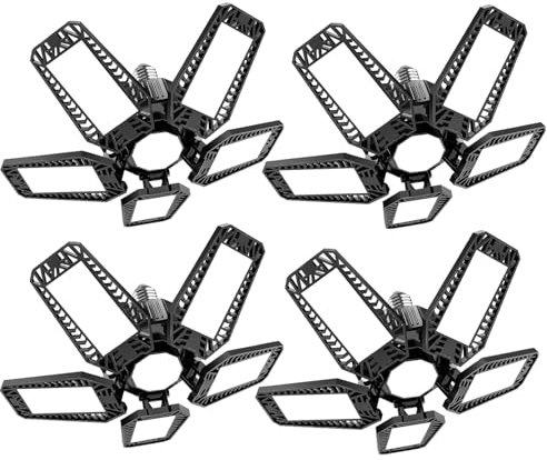 TASINUO Garagenlampe LED 160W 4 Stück, 16000LM 6500K Sehr Helle LED Werkstatt Deckenleuchte, Deckenlampe mit 5+1 Verstellbaren Panel, Kellerlampe für Garage Werkstatt Lager Keller