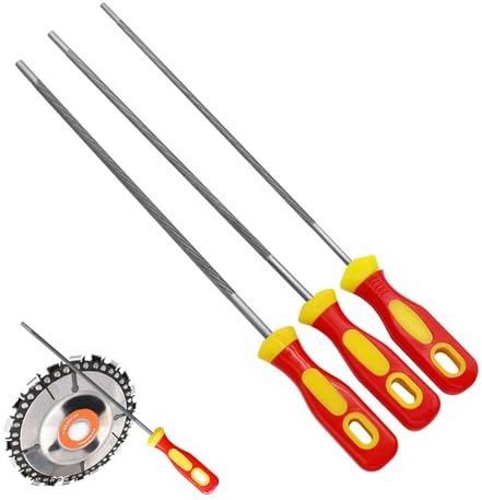 Lima Redonda, Lima de Caballo, Lima de Motosierra, Lima con Mango, Afilador Cadena Motosierra, para Rectificar la Cadena de Motosierra, Robusto y Duradero, 4.0 mm, 4.8 mm, 5.5 mm, 3PCS
