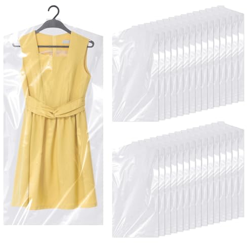 Hejo 30 Pezzi Copri Abiti da Armadio in Plastica, 60 * 120cm Buste Trasparenti per Vestiti, Sacchetti Porta Abiti in Plastica, Copri Abiti Anti Polvere, per Camicie, Giacche, Abiti, Maglioni