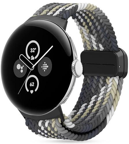 Songsier Armband für Google Pixel Watch 2,Google Pixel Watch-Armband/Google Watch 2-Armband,Nylon-Elastikbander, Kompatibel mit, Magnetische Schnalle, Elastische Verstellbare Bander, Ersatz-Armbander