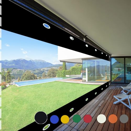 wasserdichte Pavillon Plane Trennvorhang mit Ösen,Klarsicht Schutzplane | 0,5mm Planen Vorhang für Pergola Pavillon Terrasse,Anpassbar,Transparente Planen Abdeckung,(Höhe x Breite:2x3,7m)