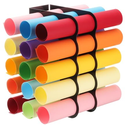 QUARKZMAN Vinyl Rollen Aufbewahrungs Regal für Bis Zu 15-Loch Schwarz | 1 Set, Acryl Vinyl Rollen Halter, Vinyl Rollen Geschenk Papier, Vinyl Organisation, Für Bastel Raum
