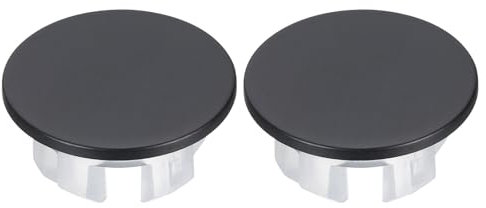 sourcing map Lot de 2 bouchons de trop-plein en cuivre pour lavabo de salle de bain ou de cuisine - Capuchons ronds de rechange - Noir