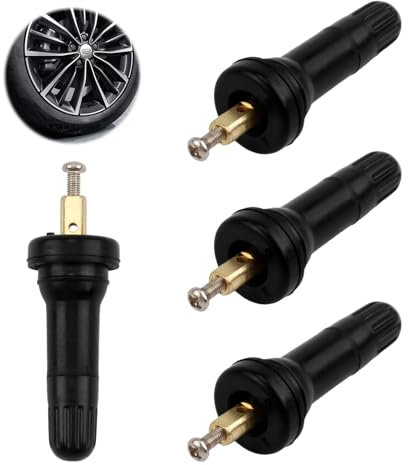 4 Stück TPMS Reifendrucksensor Ventile, Ersatz Gummiventile für Reifendruckkontrollsystem, Langlebige Ventilstämme mit Montagezubehör für Autos, Gummiventil Ersatz, Universelle Passform