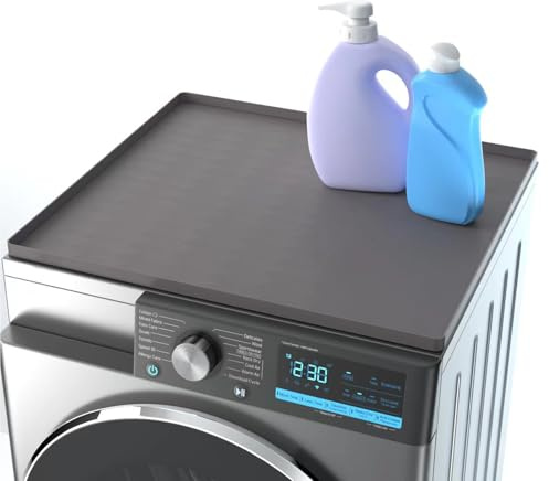 Silikon Waschmaschinen Auflage, Anti Rutsch Top Protector Matte (Schwarz) | Wasserdichte Waschmaschinenabdeckung für Waschmaschine & Trockner in Küche oder Waschküche. Größe: 60x60 cm
