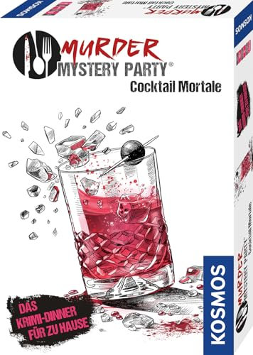 Kosmos 685034 Murder Mystery Party - Cocktail Mortale, Das Krimi-Dinner für zu Hause, Komplett-Set für genau 6 Personen ab 16 Jahren, Partyspiel