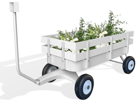 Weiß All Terrain Bollerwagen, Hochzeit Handwagen mit Griff, Außenbereich Gartenwagen Transportwagen mit Abnehmbaren Seitenpaneele