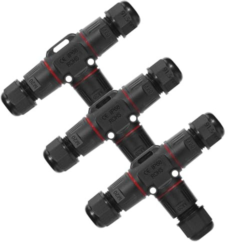 Baxcdyswe 3 Stück Kabelverbinder Wasserdicht IP68, 3-Polig T-Form Erdkabel Verbindungsmuffe für Ø3-12 mm Kabeldurchmesser, Abzweigdose Außenwasserdicht für Garten, Outdoor