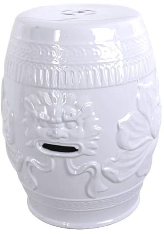 Asiatischer Gartenhocker Keramik Hocker Feng Shui PIN015 Palazzo Exclusiv (Weiss)