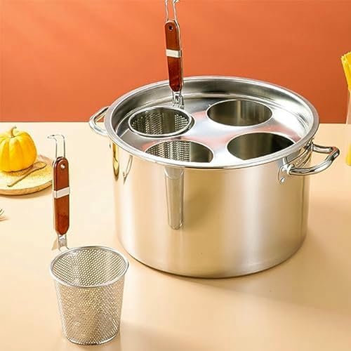 JYBNBBE Pastatopf Mit Sieb Und Deckel, Widerstandsfähiger Edelstahltopf, Induktionstopf, Schmortopf, Topf Für Pozole, Topf Für Schmorgerichte Bei Schwacher Hitze,5 Holes-C