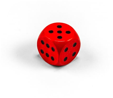 Einzelne Bunte Holzwürfel von Waldfelsen®: Augenwürfel aus Holz in 20 frei konfigurierbar | Spielmaterial Zubehör Würfel 16 mm W6 D6 Standardgröße Knobel Dice 6-seitig (Rot-schwarz)