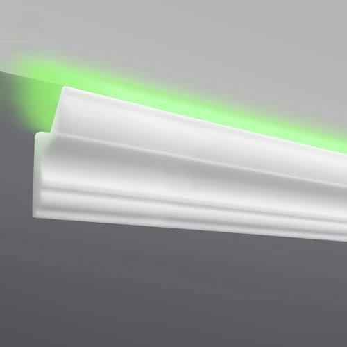 Profilé led Corniche Plafond Silicone Moulure Plafond Éclairage Indirect Diffuseur led Étanche Robuste et Durable pour la Décoration d'un Spot D'angle Intérieur, Bande LED (2Meter)